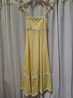 Yellow Midi Sundress with White Trim - Brand